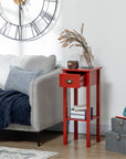 HomCom 30" Elegant Narrow Accent End Bedside Sofa Table with Storage Drawer, Red