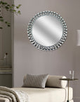 Silver Jeweled Round Wall Mirror for Wall Decor,24"