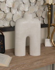 Abstract Arched White Ceramic Vase - From Where -