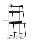 Office Desk with 2 Upper Shelves and Metal Legs, Black and Gray- Saltoro Sherpi