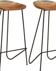 Acacia Wood Bar Stools (Set of 2) - From Where -