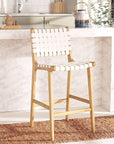 Adah Brown Wood Bar Stool - From Where -