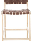 Adah Leather Counter Stool - From Where -