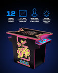 Arcade1Up Ms.PAC-MAN Head-to-Head Arcade Machine – Retro Home Arcade Table with 12 Classic Games, Light-Up Control Deck & Real-Feel Joysticks