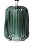 Mainstays 12.75"H Mini Green Glass Stripe Table Lamp with White Lamp Shade