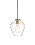 Living District Gene 8 Inch Pendant Clear Shade in Satin Gold