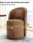 DREAMSIDEA Swivel Dining Chair, Upholstered Barrel Accent Chair for Dining Room & Kitchen Chairs, Morden Round Vanity Chair for Living Room&Bedroom, Faux Leather-Brown