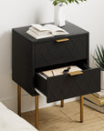 Aienvey Black Nightstand - From Where -