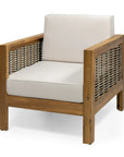 Allegra Acacia Wood and Wicker Club Chair - From Where -