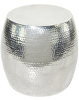 Aluminum Hammered Metal Round Stool - From Where -