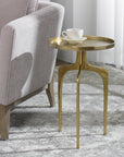 Aluminum Round Gold Accent Table - From Where -