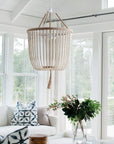 Angie 3 Light Cream Beaded Pendant Light - From Where -
