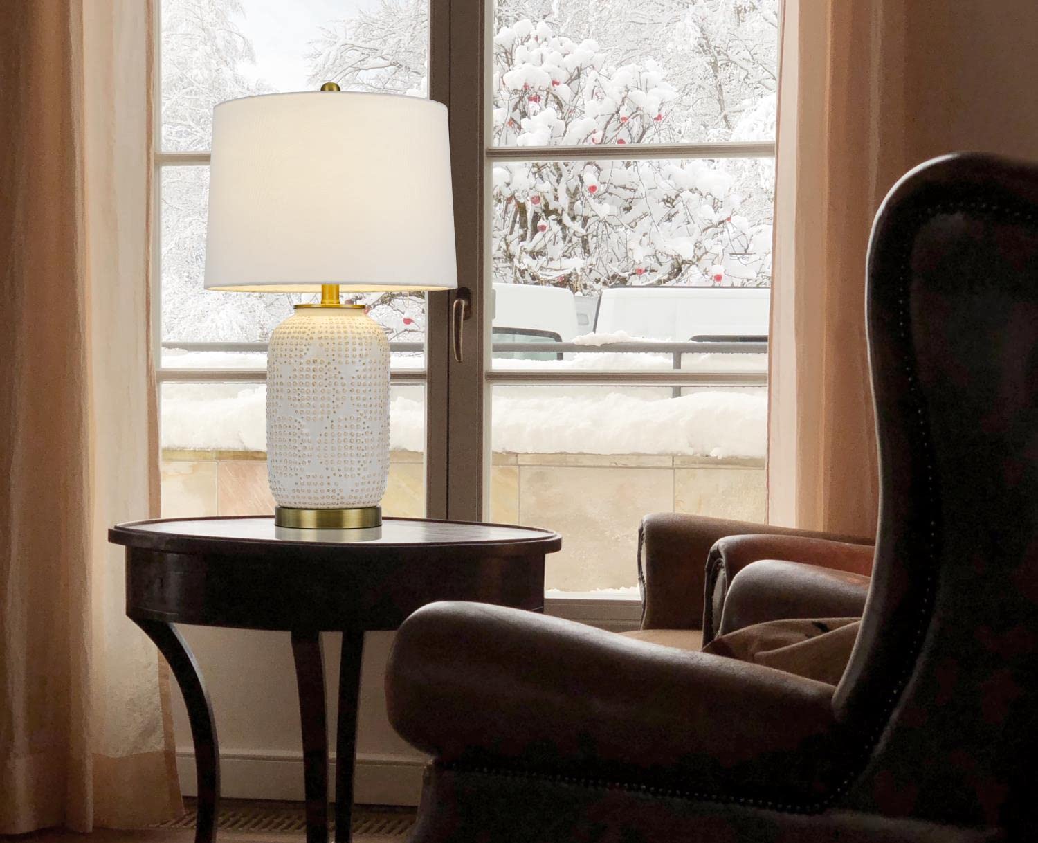 Antique Brass Ceramic Table lamp - From Where -