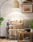 Arc Floor Lamp with Rattan Shade - From Where -