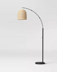 Arc Floor Lamp with Rattan Shade - From Where -