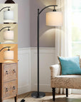 Arc Floor Standing Lamp with White Lampshade - From Where -