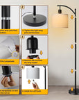 Arc Floor Standing Lamp with White Lampshade - From Where -