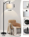 Arc Floor Standing Lamp with White Lampshade - From Where -