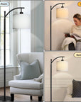Arc Floor Standing Lamp with White Lampshade - From Where -