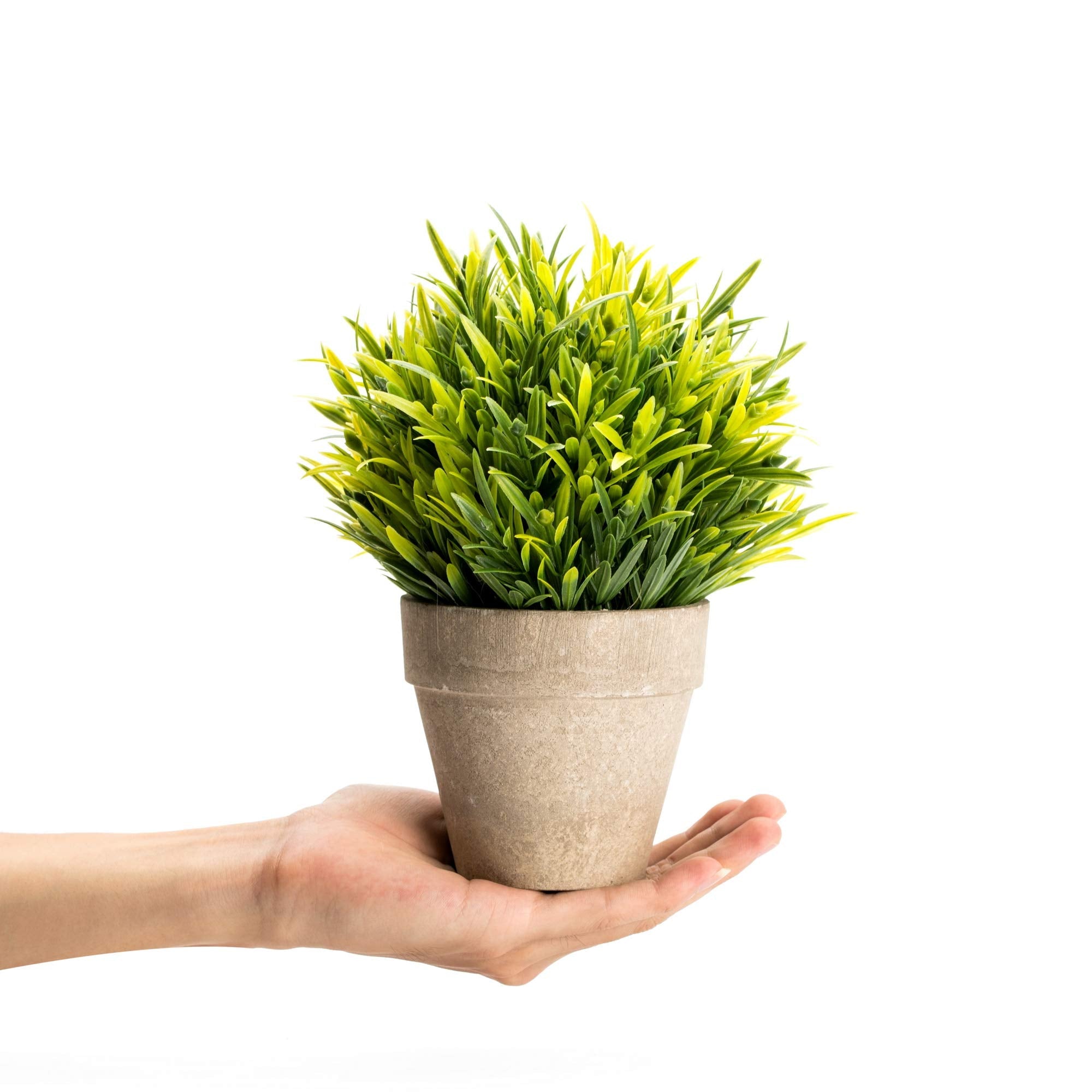Velener Artificial Plants Fake Mini Potted Grass Arrangements for Home Decor (Green, Luohan)