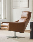 Austin Leather Swivel Armchair - From Where -