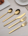20 Pieces Gold Plated Stainless Steel Flatware Set, Sliverware Cutlery Set Service for 4, Mirror Polished