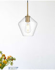 Living District Gene 8 Inch Pendant Clear Shade in Satin Gold