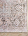Ava Vintage Persian Spill Proof Washable Rug | Pale Pink