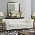 Emery Chesterfield Sofa, Luxurious Comfort for Cozy Living Rooms, Mid-Century Modern couch, Elegance & Serenity, 3-Seater Sofa White,PU
