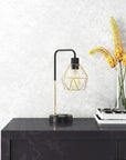 Bertha 16.1'' Black/Gold Table Lamp with USB and Outlet - From Where -