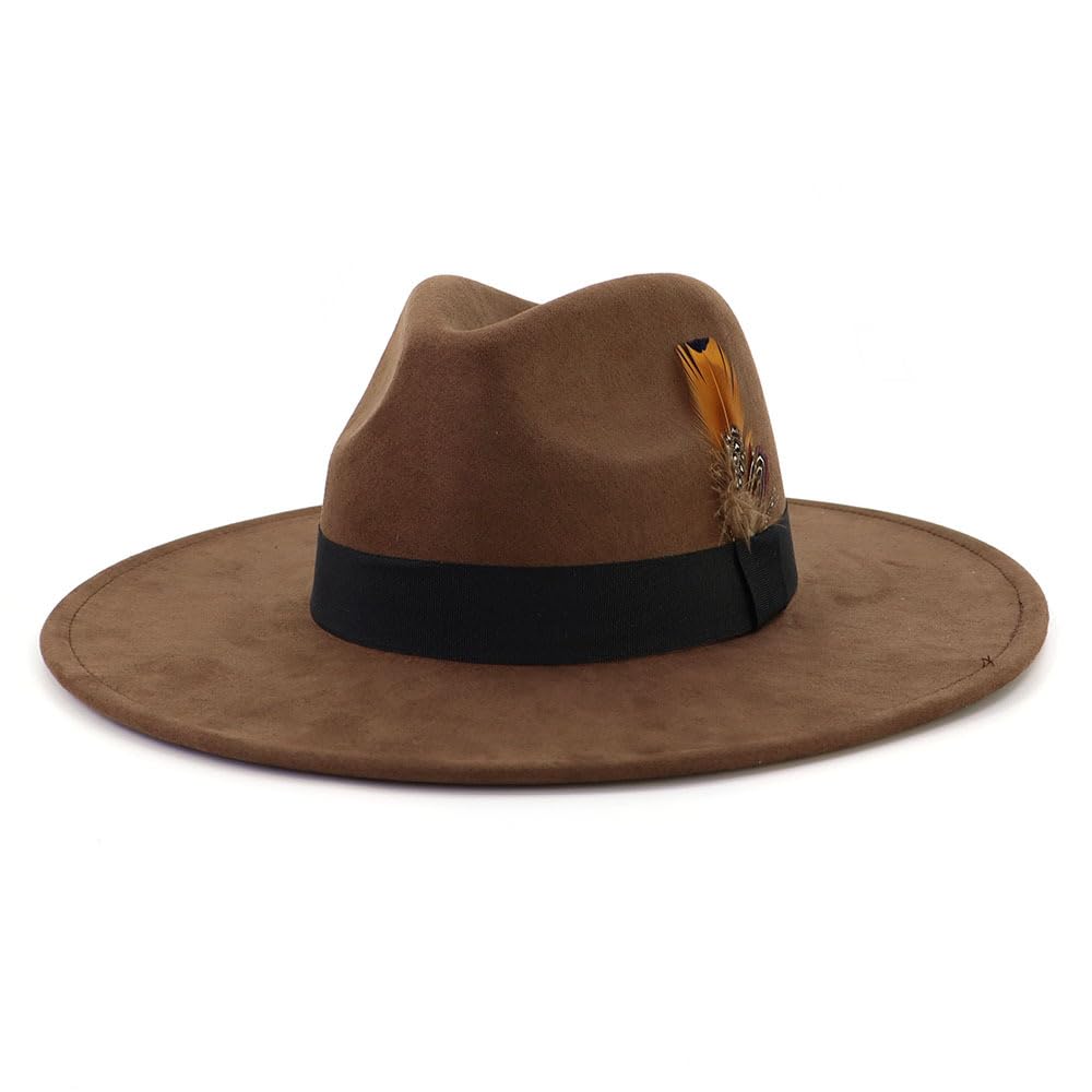 Big Wide Brim Coffee Fedora Hat | From Where