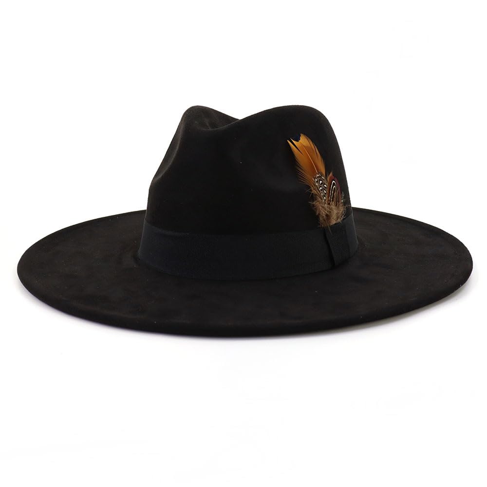 Big Wide Brim Black Fedora Hat From Where - Main Image