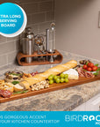 BIRDROCK HOME Acacia Wooden Serving Board with Handle - Extra Long Charcuterie Tray for Party Cheese, Meat, Fruit & Bread Display - Decorative Food Platter for Kitchen - Natural Wood - Espresso, 31.5” - From Where -