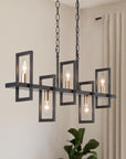 Black Gold 5 Light Linear Chandelier - From Where Finds -