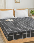 Black Grid Fitted Sheet - From Where -