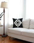 Black White Aztec Southwestern Throw Pillow Cover - From Where -