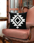 Black White Aztec Southwestern Throw Pillow Cover - From Where -