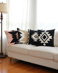 Black White Aztec Southwestern Throw Pillow Cover - From Where -