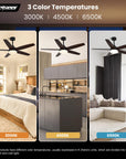 Black/Wood Grain Modern Ceiling Fans - From Where -