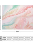Blush Pink Coral Mint Green Rainbow Marble Swirls Decorative Flannel Blanket - From Where -