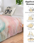 Blush Pink Coral Mint Green Rainbow Marble Swirls Decorative Flannel Blanket - From Where -