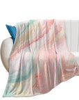 Blush Pink Coral Mint Green Rainbow Marble Swirls Decorative Flannel Blanket - From Where -