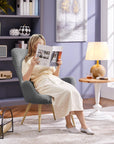 Boucle Accent Chair with High Folding Backrest and Metal Legs - From Where -