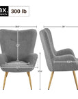 Boucle Accent Chair with High Folding Backrest and Metal Legs - From Where -