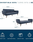 Brittany Blue Linen Futon Sofa Bed - From Where -