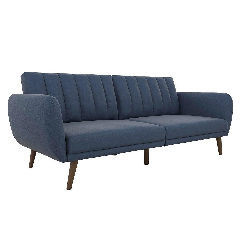 Brittany Blue Linen Futon Sofa Bed - From Where -