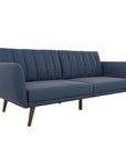 Brittany Blue Linen Futon Sofa Bed - From Where -