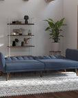 Brittany Blue Linen Futon Sofa Bed - From Where -