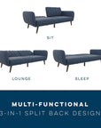 Brittany Blue Linen Futon Sofa Bed - From Where -