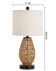 Brown Rattan Woven Table Lamp - From Where -